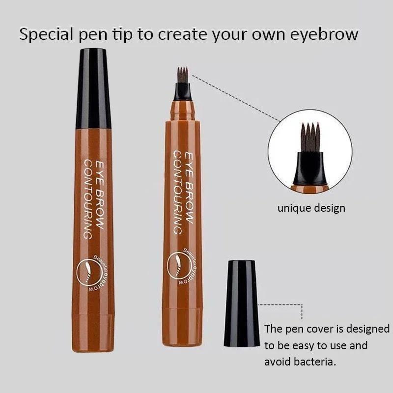 4 Forks 3D Liquid Eyebrow Pencil Lasting Waterproof Anti-Sweat Non-Fading Color Eyebrow Hair Makeup Women Beauty Makeup 5 Colors