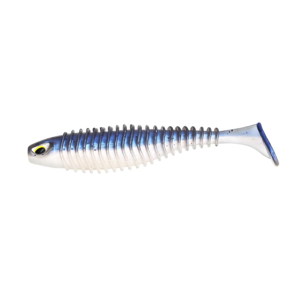 Soft Fishing Lure 6 5cm 2g Ribbed Body Swimbait with Eye Detail and T-Tail Design Bionic PVC Sinking Bait Double Color Spiral Pattern