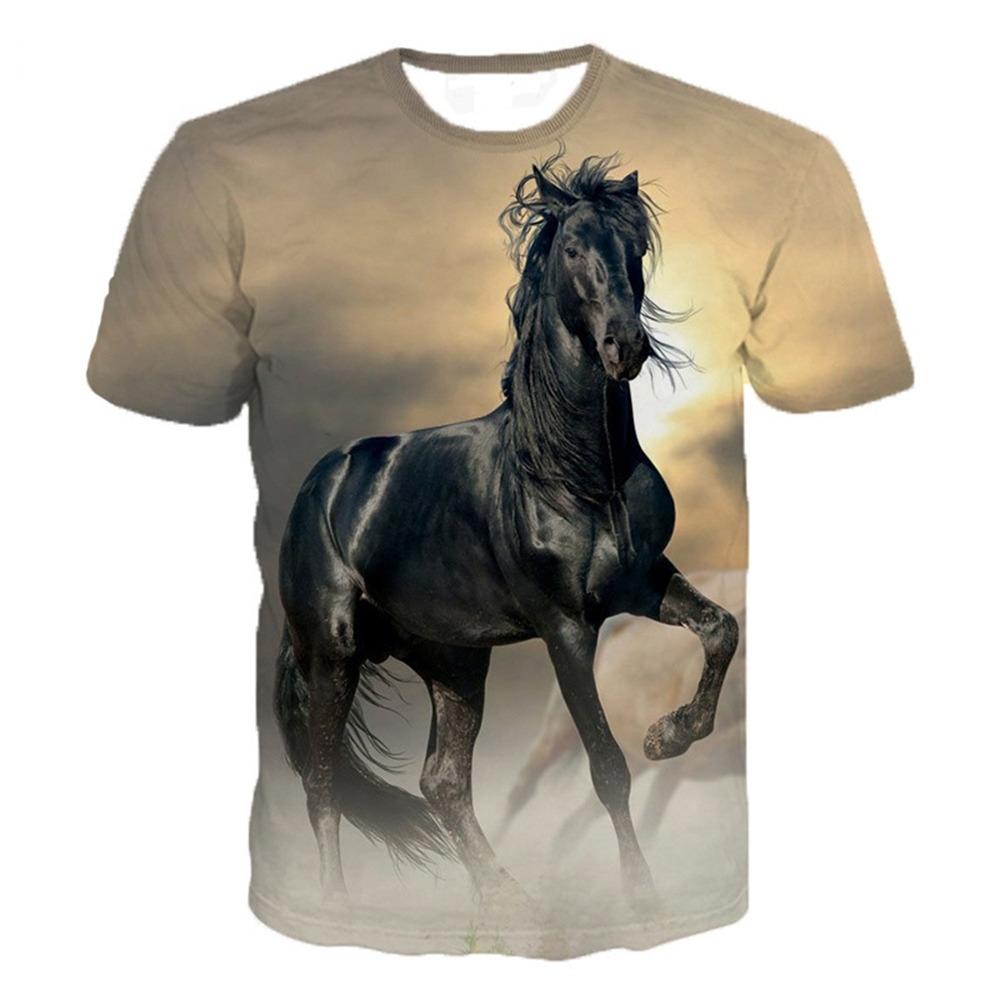 Summer hot selling trend cute 3D printed animal horse print pattern personalized casual comfortable T-shirt