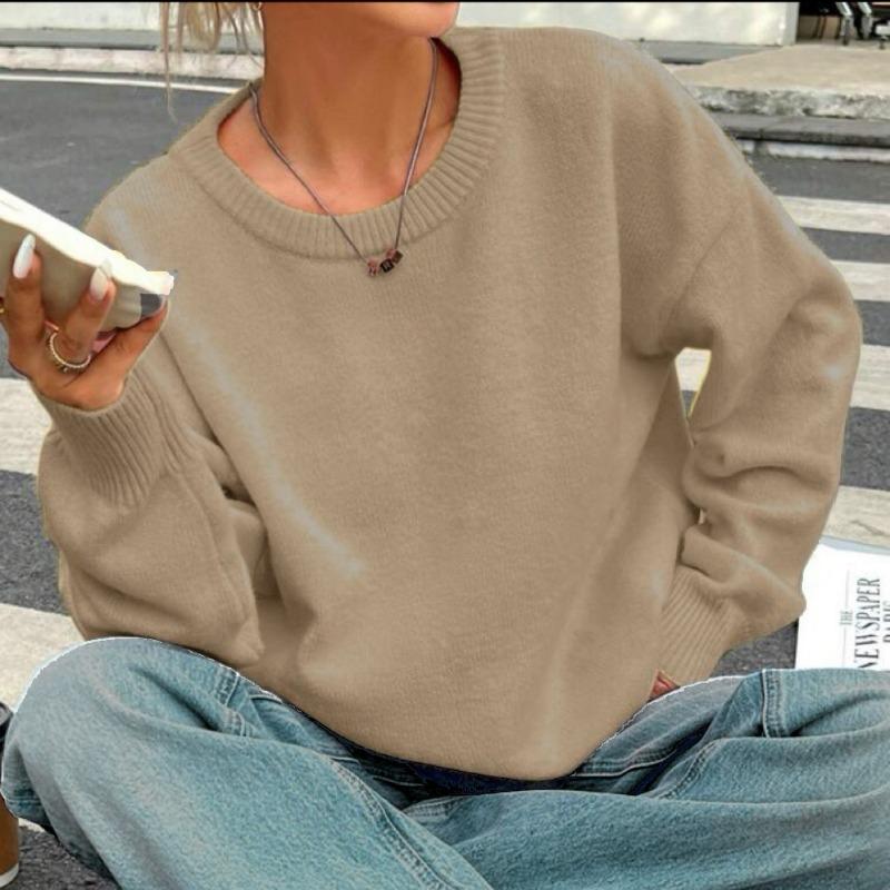 

Wind loose version winter new pink sweet round neck casual pullover sweater XL хакі