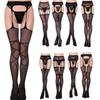 Sexy Suspender Stocking High Knee Socks Open Crotch Pantyhose Hold On Lady Crotchless Tights Sex Party Lace Erotic For Women