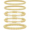 adoyi Gold Bracelets for Women Waterproof, 14K Gold Plated Beaded Strand Bead Ball Bracelets stack Adjustable Jewelry Set for Gifts