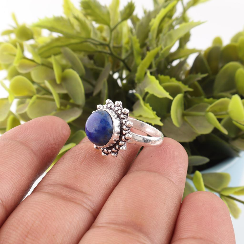 Lapis Lazuli Gemstone Jewelry, 925 Sterling Silver Ring, Handmade Adjustable Ring For Her, Balancing Gemstone Jewelry For Gift