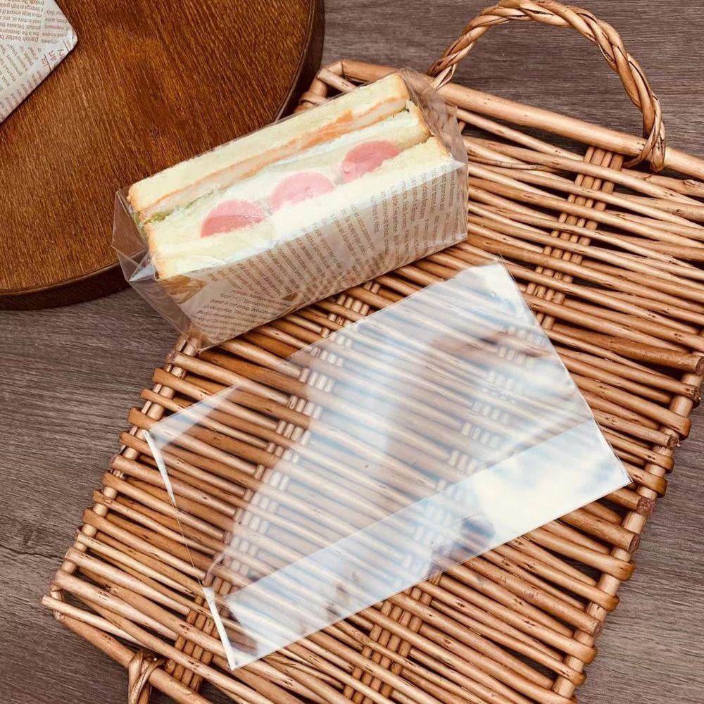 100PCS Transparent Sandwich Packaging Bag Plastic Baking Bag Hamburger Packing Bag  Party Supplies