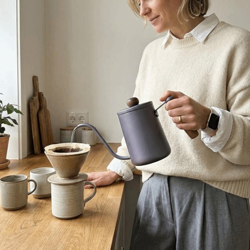 600ML Pour Over Coffee Kettle Stainless Steel Drip Filter Coffee Maker Hand Brewing Kettle  Kitchen