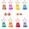Kids Cute Hawaiian Grass Hula Lei Skirt Flower Wristband Garland Costume Fancy