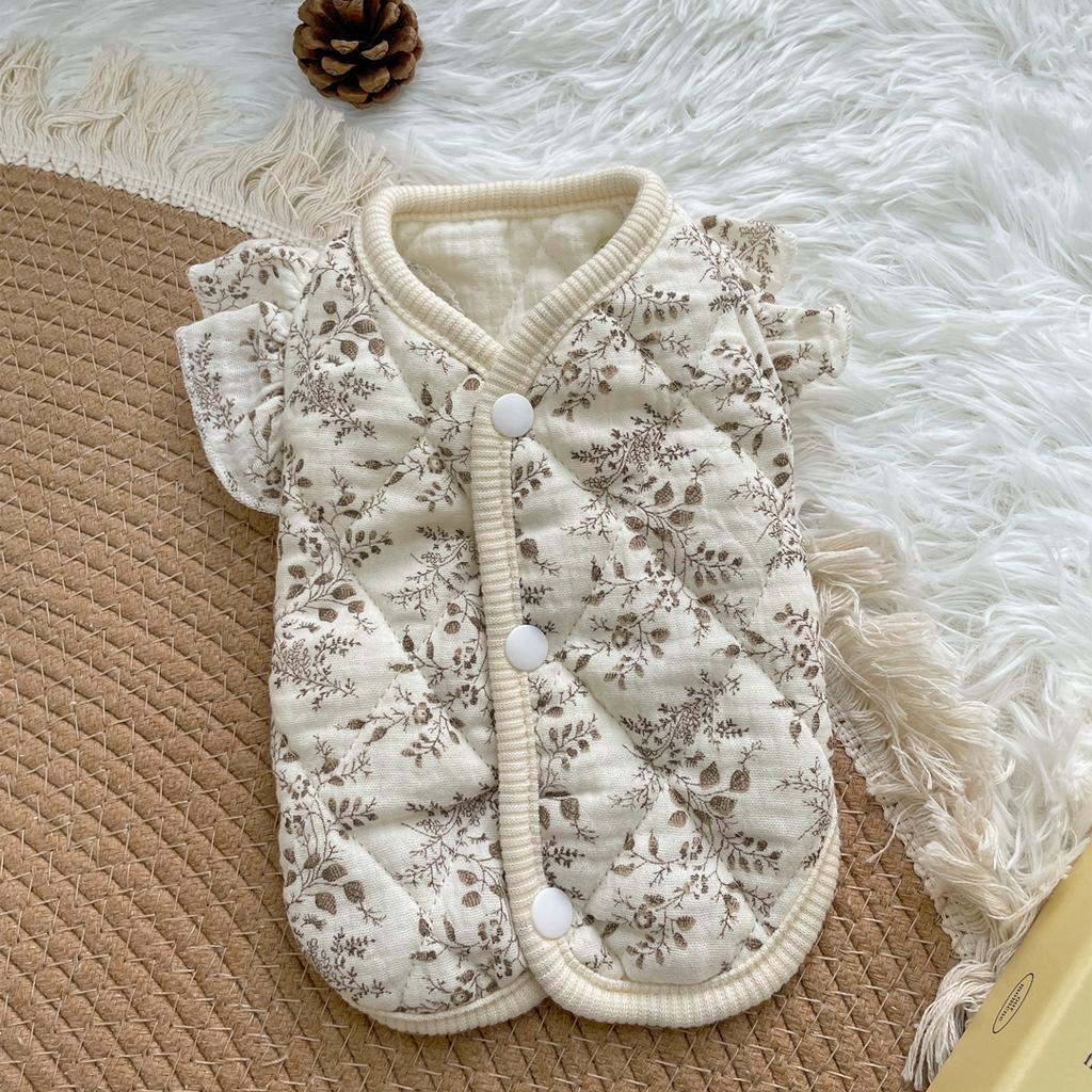 Flying sleeve gauze pet clothes cotton loungewear small dog puppy dog autumn and winter clothing warm kitten cat clothes