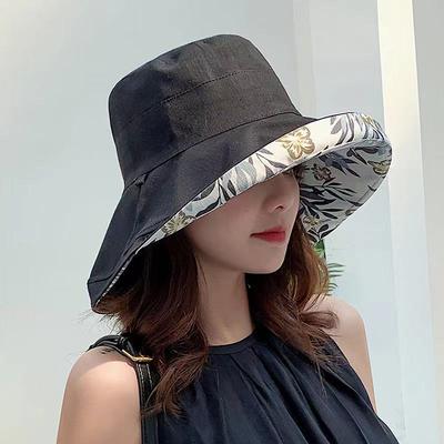 Female Summer Fisherman Hat with Double-sided Patterned Japanese Basin Hat, Outdoor Sun Hat, Sun Protection
