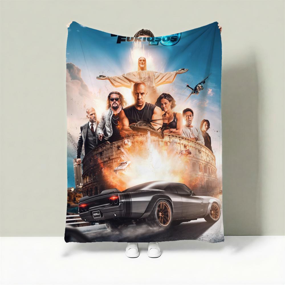 Movie T-The Fast and the Furious Throw Lightweight 240g Flannel Blanket Soft Skin-friendly for Summer Cooling 75X95CM