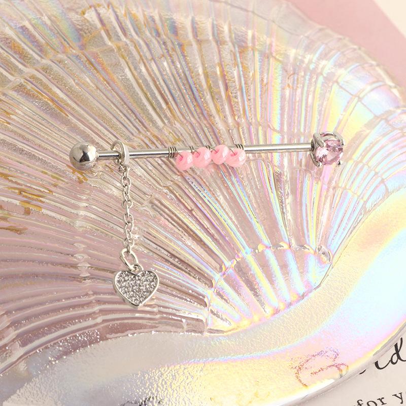 1PC Surgical Steel Industrial Piercing Barbell Long Earrings With Chain Scaffold Bar Ear Cartilage Earing Trend Body Jewelry