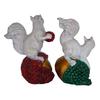 Polyresin Showpiece - Squirrel Holding Nuts Statue for Home Decor, Vaastu, Fang Sue, Traditional, Handmade, Miniature, Antique (Multicolor, Set of 2)