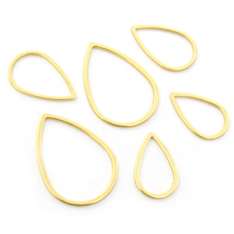 20pcs 13 26 32mm Stainless Steel Gold Plated Waterdrop Closed Frame Drop Rings For DIY Earring Jewelry Makings Findings Supplies