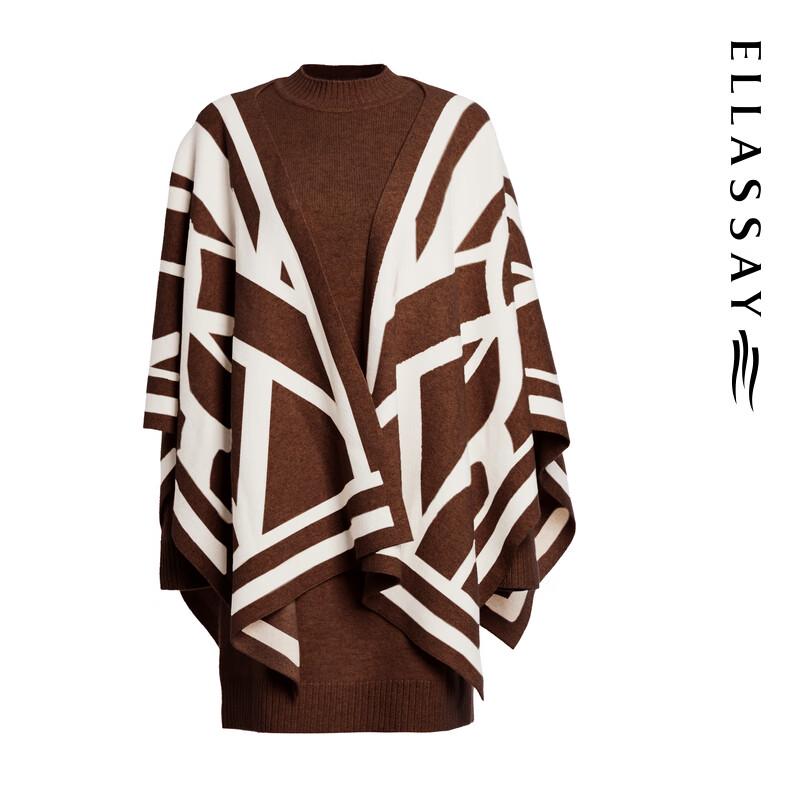 ELLASSAY Women's 100% Cashmere Two-Piece Shawl Dress