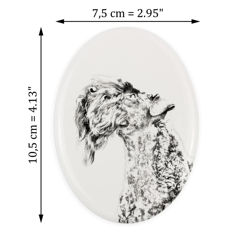 Kerry Blue Terrier, Irish Blue- commemorative plaque with a photo of a dog, tombstone with a print, personalized oval plaque from the Art-Dog brand –