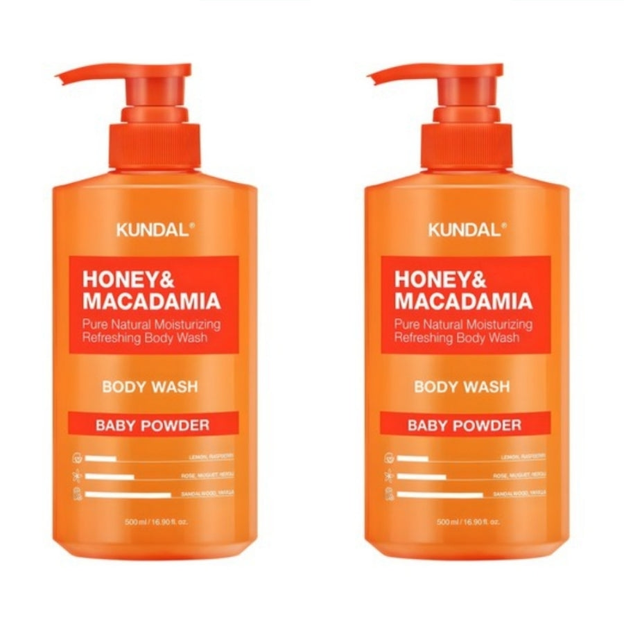 Kundal Honey&Macadamia Body Wash Baby Powder 500ml*1Pc/2Pcs
