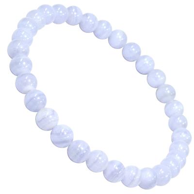 Blue Lace Agate Bracelet 6mm M Natural Stone Power Stone Agate Agate [Shinjuku Ginnokura] Approx. 17.0cm (Ladies Size) Women's