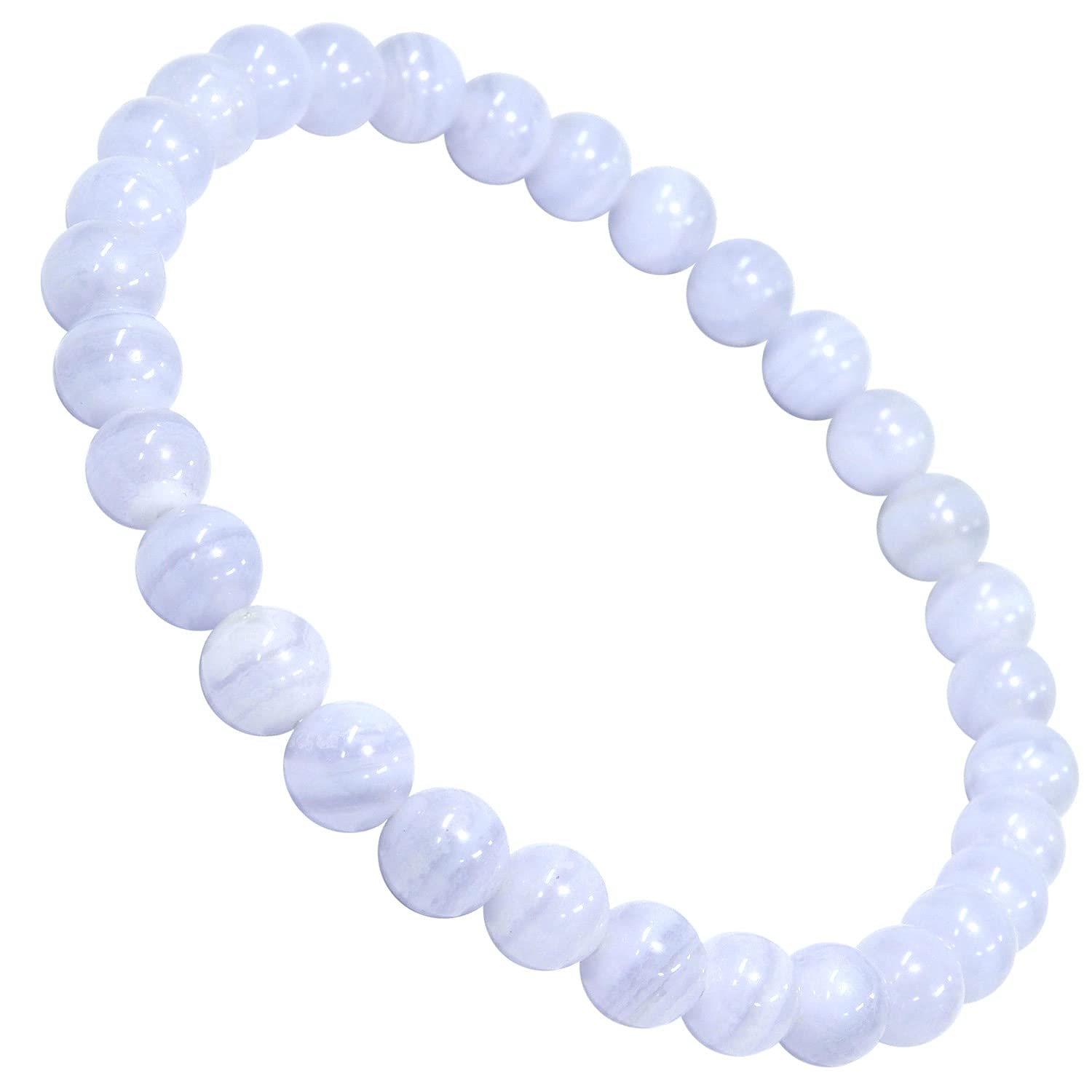 

Blue Lace Agate Bracelet 6mm S Natural Stone Power Stone Agate Agate Small [Shinjuku Ginnokura] Approx. 16.5cm (Ladies Size) Women s синій