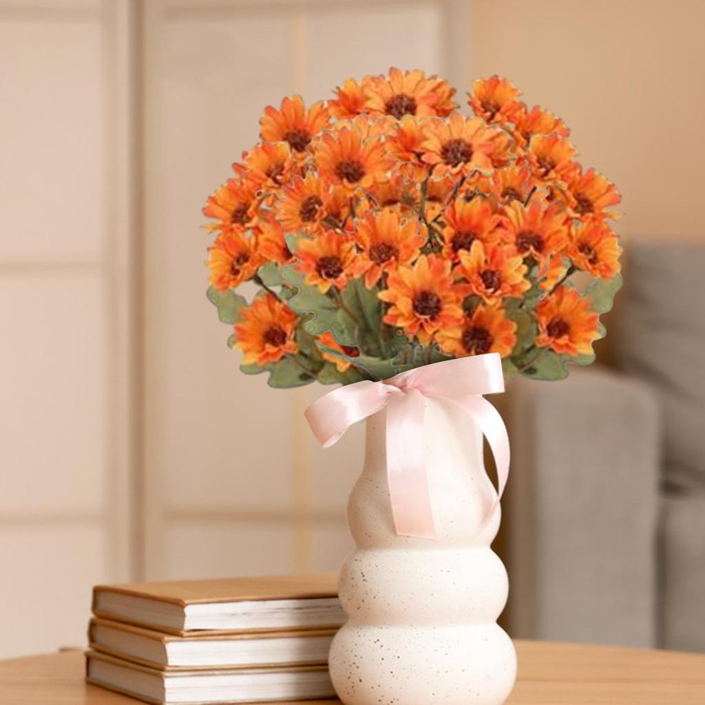 Artificial Fall Flowers Realistic Fake Mums Faux Mums for Outdoor Indoor Garden Home Decoration