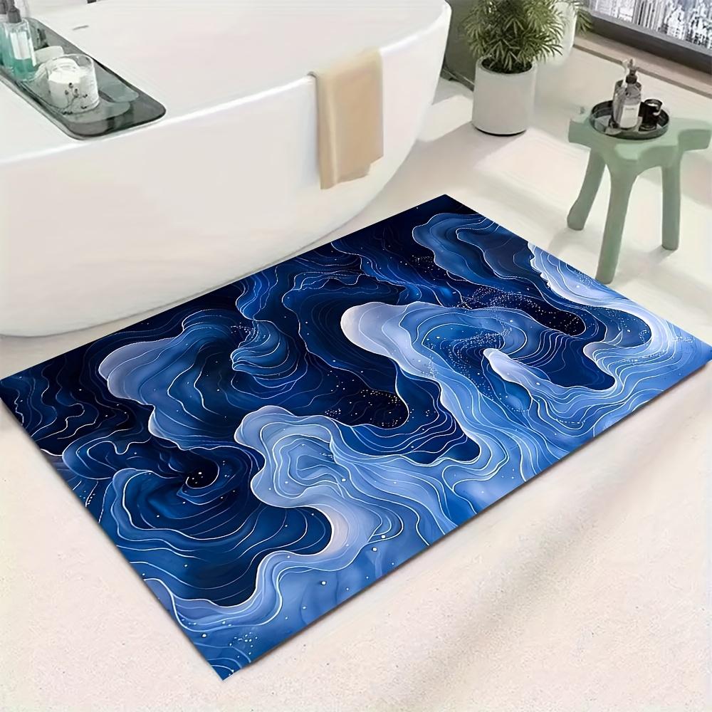 

Blue Ocean Area Rug, Soft Non-Slip Dotted Bottom Bath Mat, Durable Washable Carpet for Living Room, Bedroom & Bathroom, 1PC 40x60cm