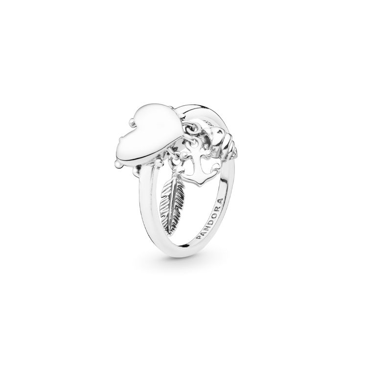 Pandora Anchor Shell And Feather Heart Ring Women ring 197187 50
