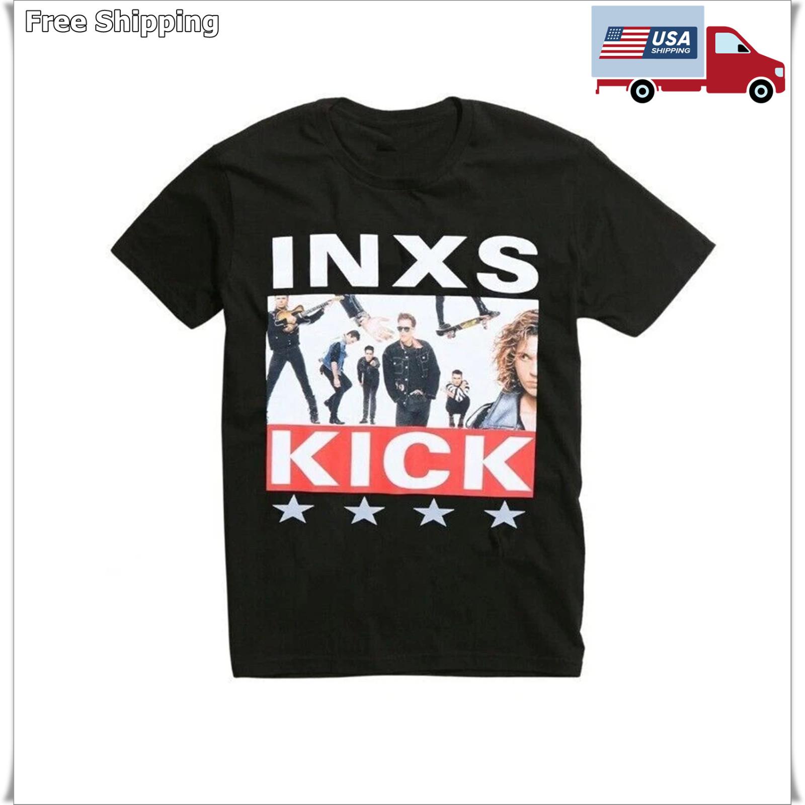 INXS Kick Обложка Альбома Музыка Ретро Футболка Подарок Для Фанатов мужчины Женщины Черный XXXXL