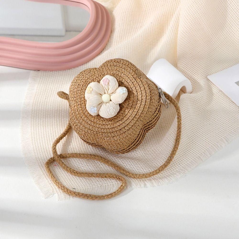 

Соломенные сумки через плечо из соломы, мини-сумки принцессы, симпатичная сумка через плечо для детей и девочек brown-2