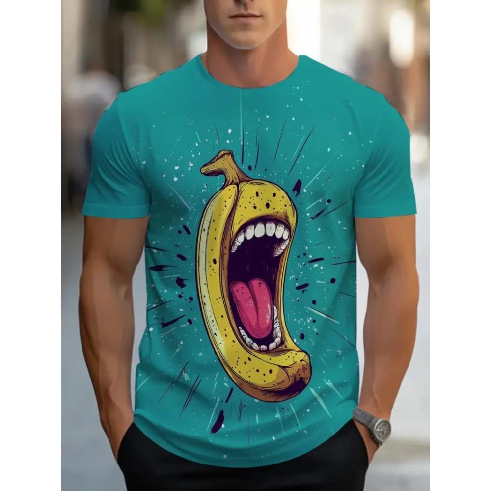 New Men's T-shirt 3D Print Funny Banana Graphic T-Shirts Summer Outdoor  Personality Fashionable Plus Size Casual Short Sleeved T-shirt