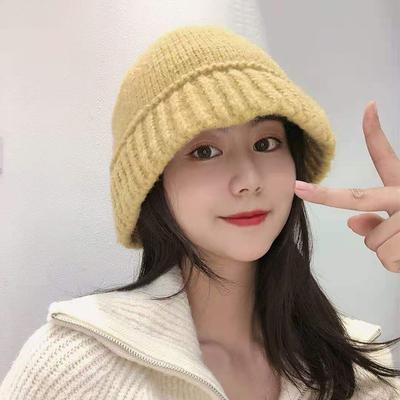 Grand tour de tête bonnet tricoté pour femmes, petit visage en automne et en hiver, chapeau bob chaud, chapeau cloche cache-oreilles élargi et approfondi