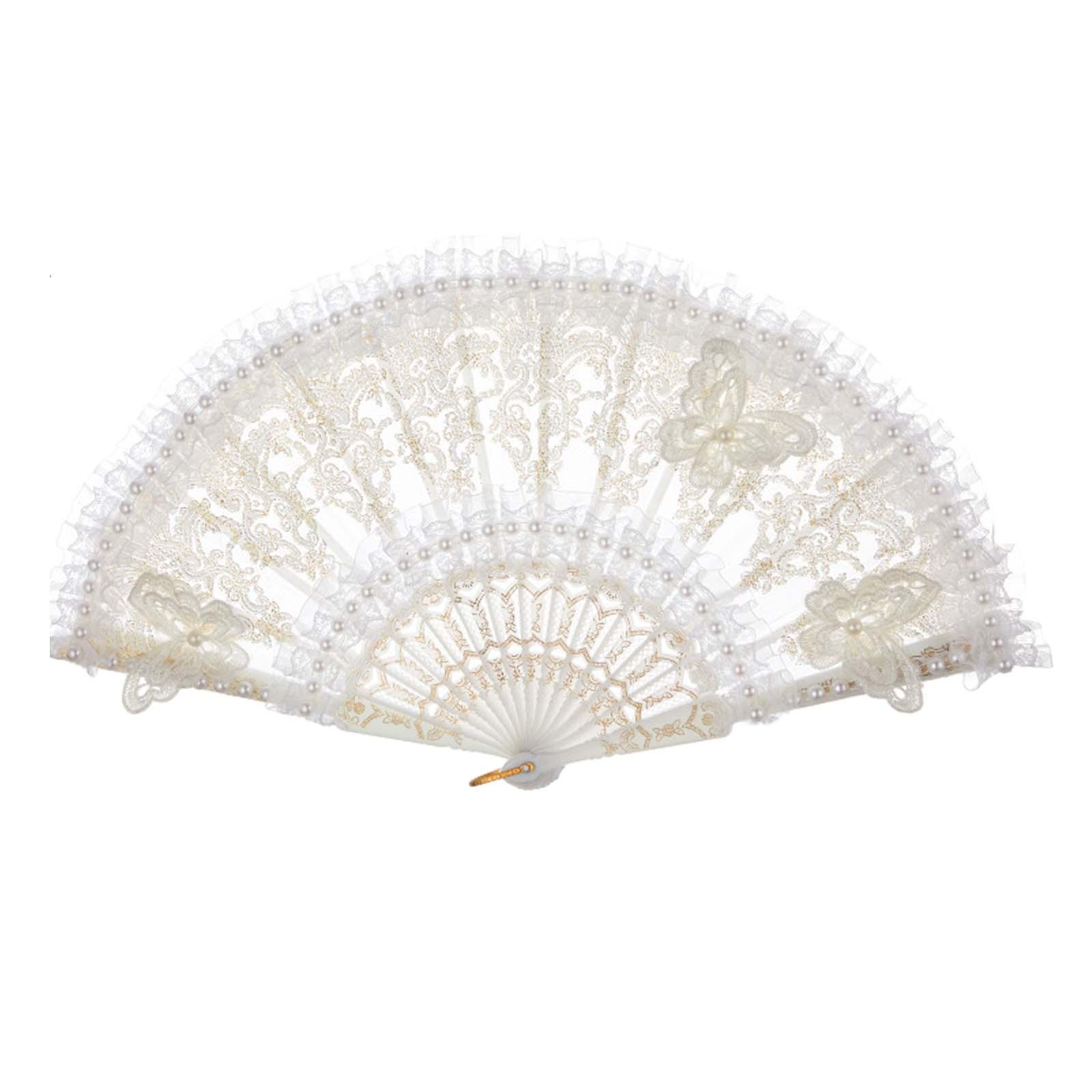 

Кружевной Складной Веер Украшение Элегантный Ретро Ручной Веер Женский Кружевной Веер для Танцев Дома Свадеб Выступлений Косплей Вечеринок