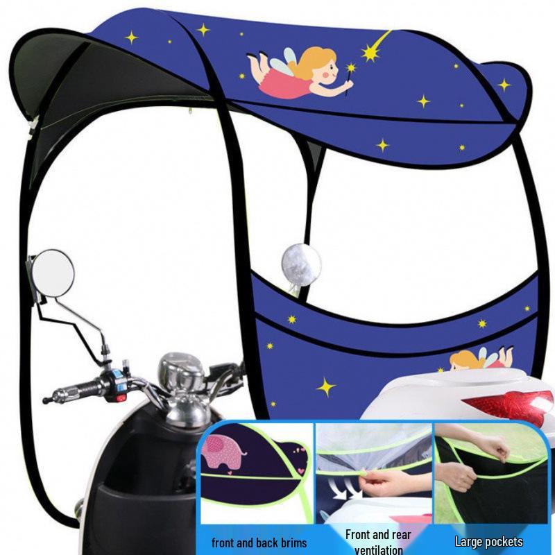 Toldo Impermeable y Protector Solar para Coche con Parabrisas Engrosado para Bicicletas Eléctricas y Triciclos