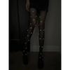 Glow-in-the-dark white bones for disco dancing JK Pantyhose Halloween Hot-Selling Props: Black Glowing Pantyhose