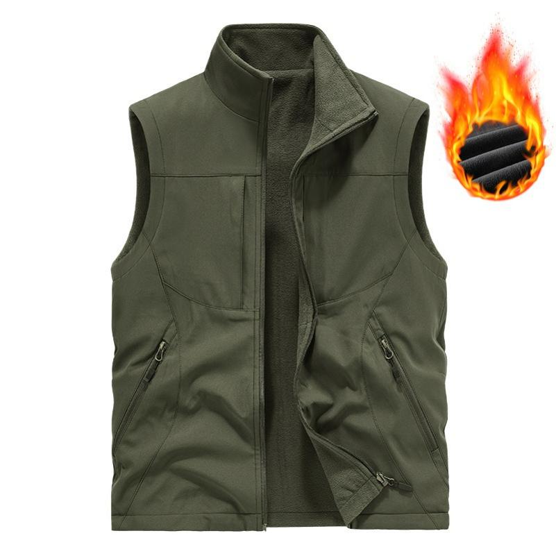 Autumn and Winter Double-sided Vest Men's Outdoor Plus Velvet Vest Polar Fleece Casual Waistcoat Thickened Vest Tooling Jacket