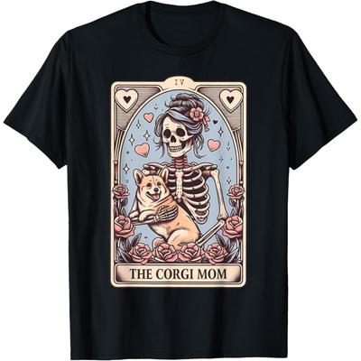 Corgi Dog Valentine's Day Skeleton Tarot Card Corgi Owner T-Shirt