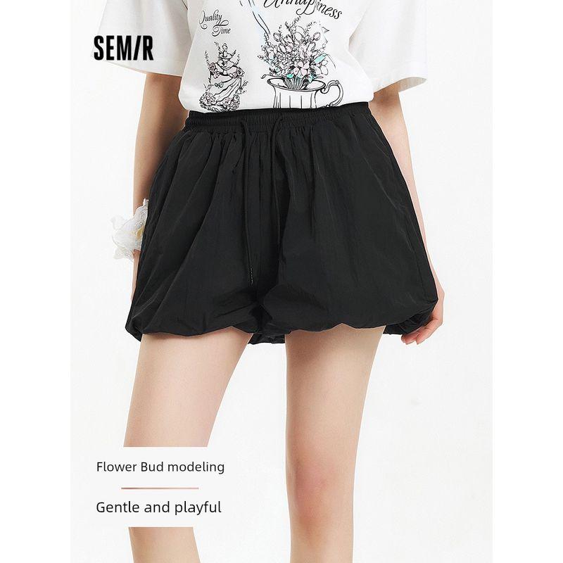 

Senma Casual Pants Women s Texture Black Shorts 2025 New Arrival Summer Bud-Shaped Pants Gentle Culottes Loose Pants Black 90001 150/58A/XS