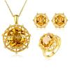 Fashion 10Ct Large Citrine Ring Yellow Diamond Pendant Nest Design Color Jewelry Earrings Set