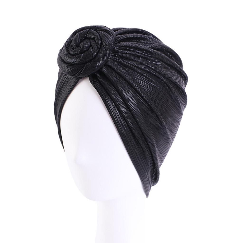 Women African Headwraps Pre-Tied Bonnet Knot Beanie Cap Elastic Bandanas Pleated Muslim Turbans Hat Chemo Covers Cap