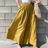 Women Pants Solid Color Side Pockets Temperament Elastic Waist Wide Leg Trousers Streetwear