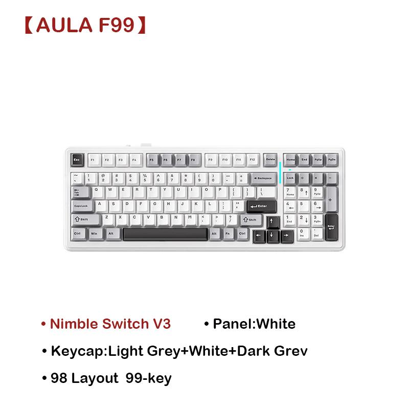 Aula F99/F99Pro Custom Mechanical Keyboard Gasket Structure Full Key Hot Swappable Wired Bluetooth Wireless Tri Mode OfficeEspor