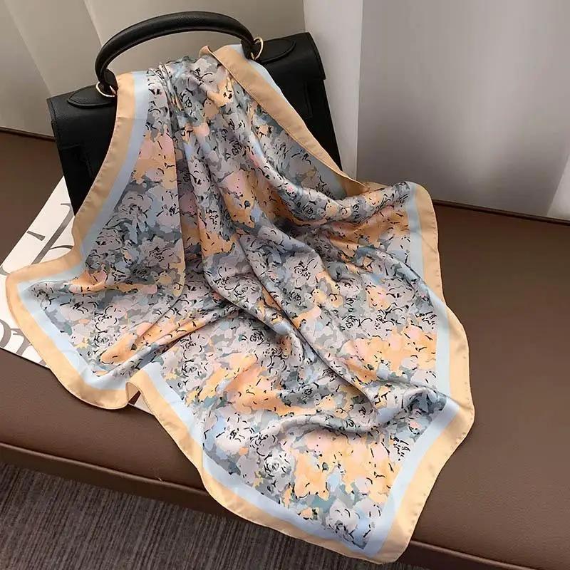 Retro 70*70 Square Scarf Colorful Silk Scarf Women Neck Scarf All-match Shawl Fashion Trendy Headscarf Women's Accessories Gifts