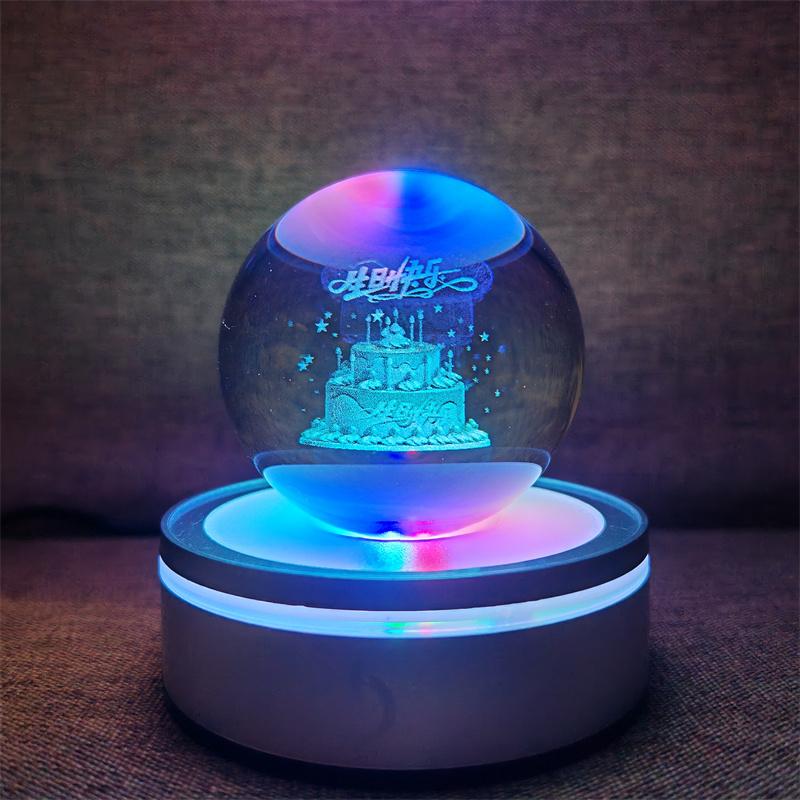 Veilleuse boule de cristal lumineuse planète galaxie astronaute 3D RVB lune lampe de table lampe d'ambiance décorations de table cadeaux pour enfants