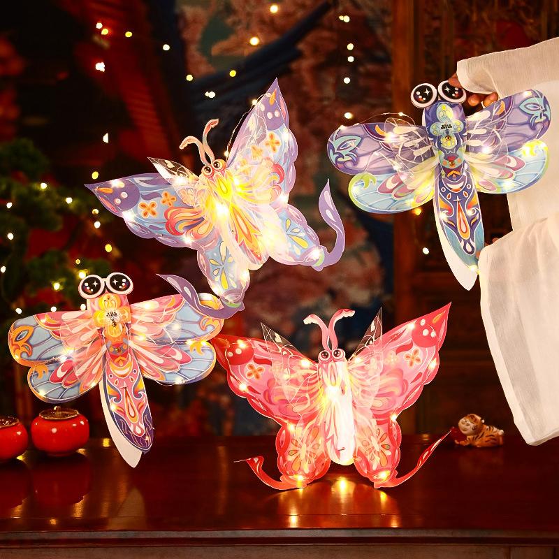 DIY Handheld Butterfly Lantern Handmade DIY Material Pack Mid-Autumn Festival Gifts Chinese Lantern Festival Butterflies Lantern