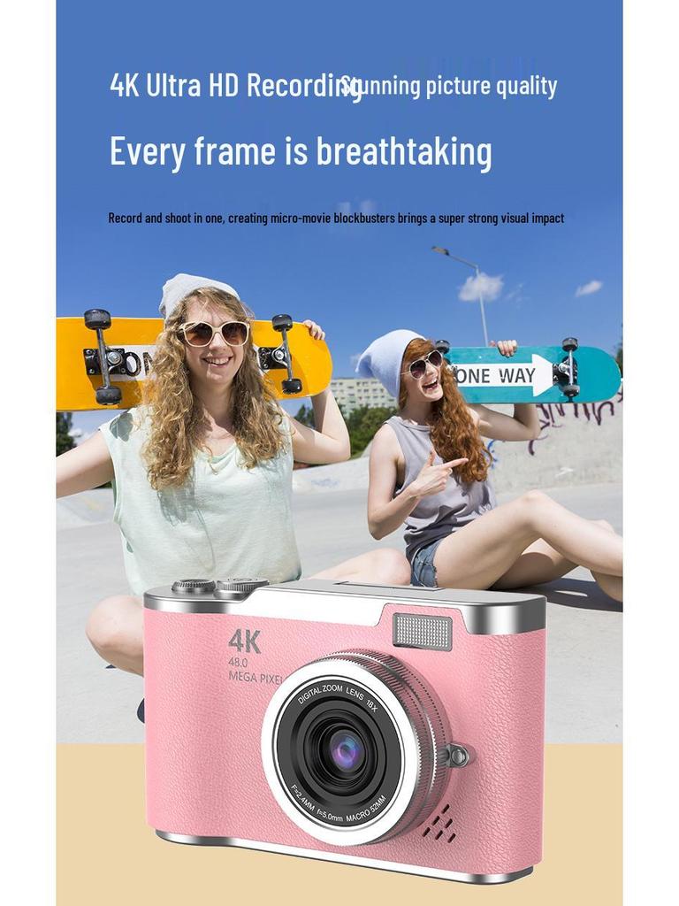 4K HD digitální fotoaparát, vysoký počet pixelů, připravený na selfie, mobilní nahrávání, cestování studentů, CCD ve stylu retro
