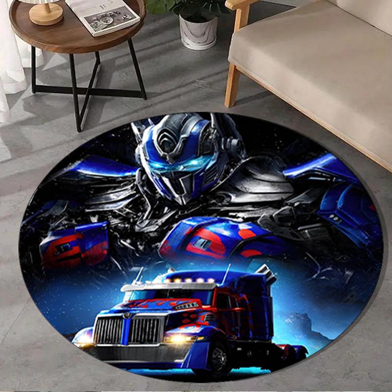 1PC Optimus-Prime Round Rug, Non-slip Chair Mat, Home Decor, Circle Carpet Perfect for Office, Bedroom, Living Room,Christmas gift