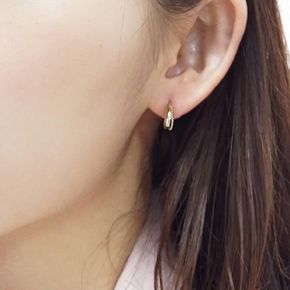 Women's Surgical Lock Ball Ring Chain Cubic Piercing Earrings