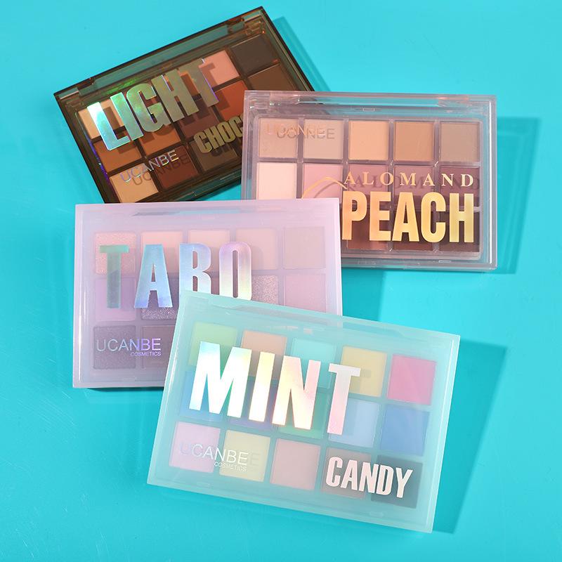 UCANBE 15-Color Eyeshadow Palette: Shimmer & Matte for Student Cosplay, Trendy Dopamine, Low Saturation Hues.