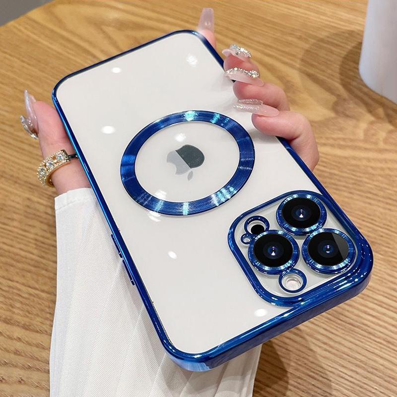 Husă magnetică transparentă pentru iPhone 15 14 13 12 11 Pro Max X XR Xs Max 7 8 Plus Se 2020 pentru Magsafe Husă de protecție completă moale cu protecție lentilă