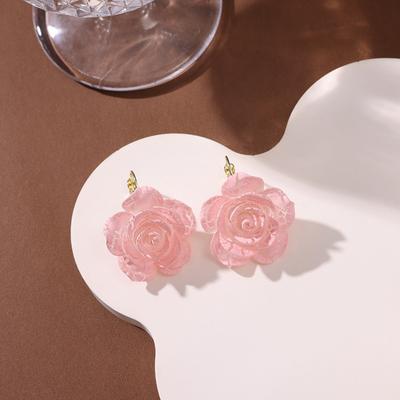 Korean Style Flower Stud Earrings Resin Women's Jewelry Exquisite Rose Flower Earrings  Party
