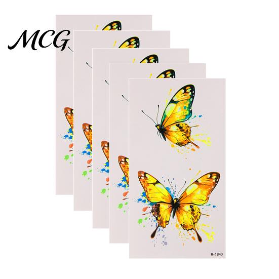 Easy Apply Tattoo Stickers 5 Sheets Butterfly Stickers, Waterproof Temporary Flower Tattoos, Colorful Safe Skin Tattoos Face Body for Parties