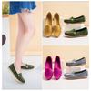 Women's Flat Single Shoes Four Seasons Large Size Bean Shoes Frosted Breathable Shallow Flat Heel Versatile Non-slip Women's Shoes Trend
