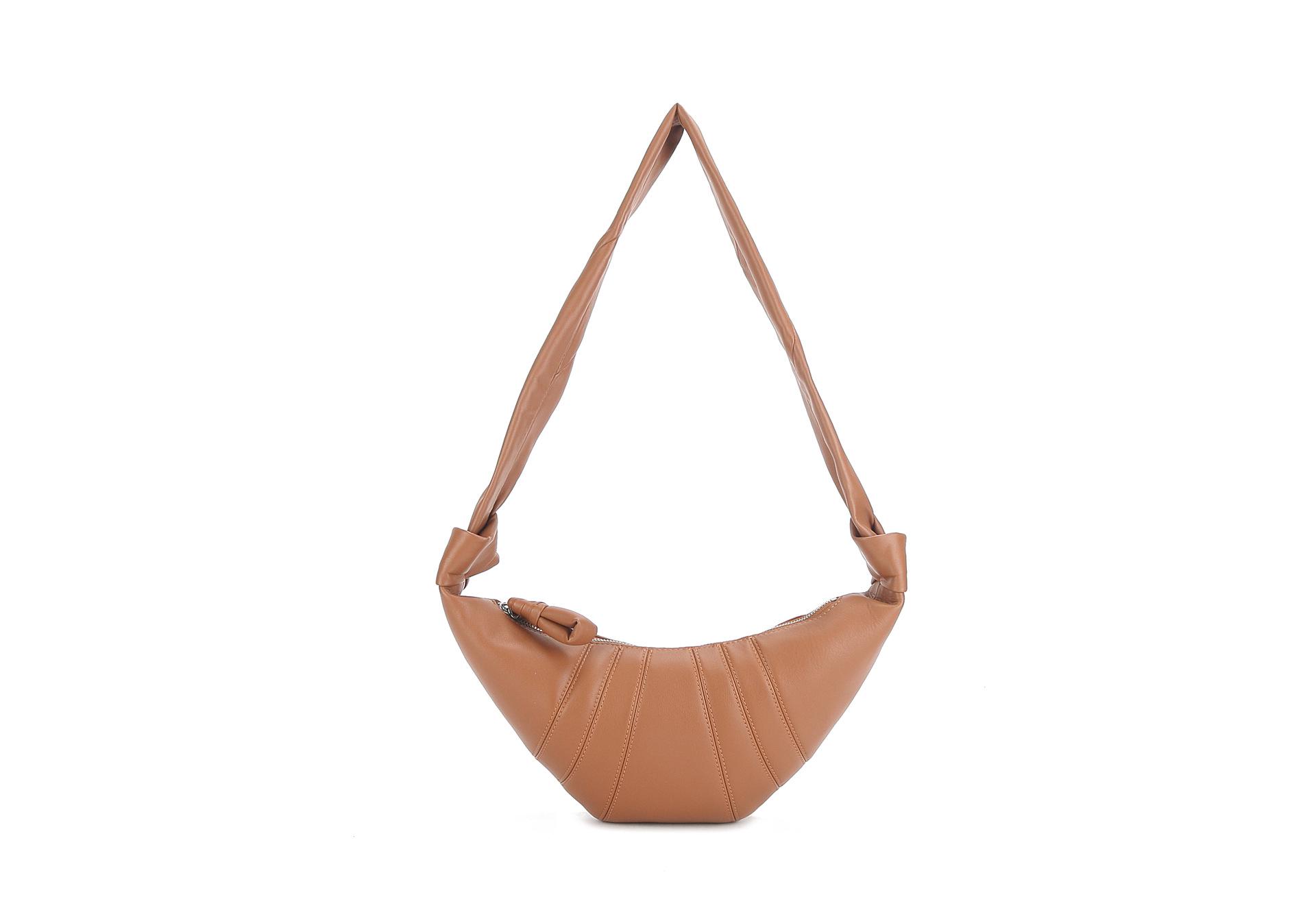 Elegant Genuine Leather Croissant Crossbody Bag